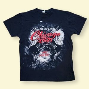 🎸 Vintage Rock Me Brand Chicago Blues Windy City Guitar T-Shirt Ladies Medium